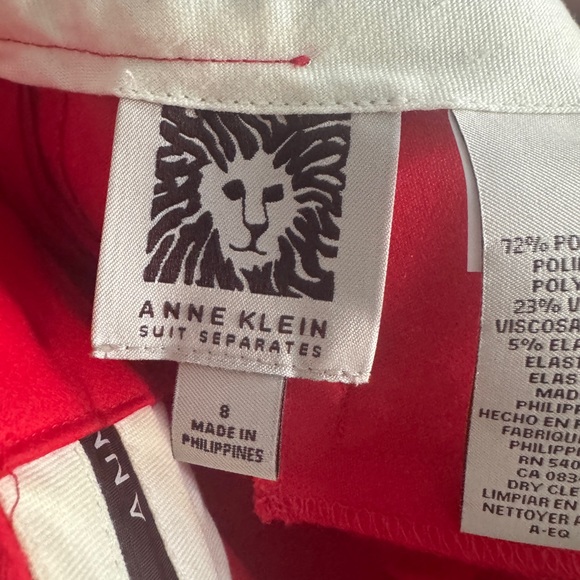 Anne Klein Red High-Waisted Straight Leg Trousers - Picture 3 of 3